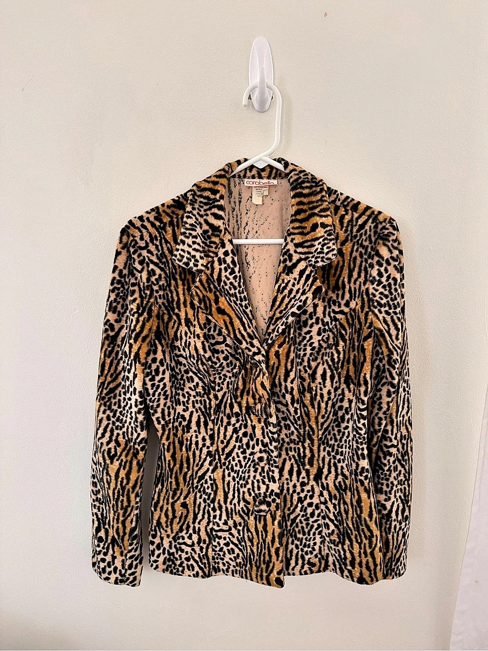 Vintage Carabella Animal Print Blazer in Brown & Black Size Medium Like New